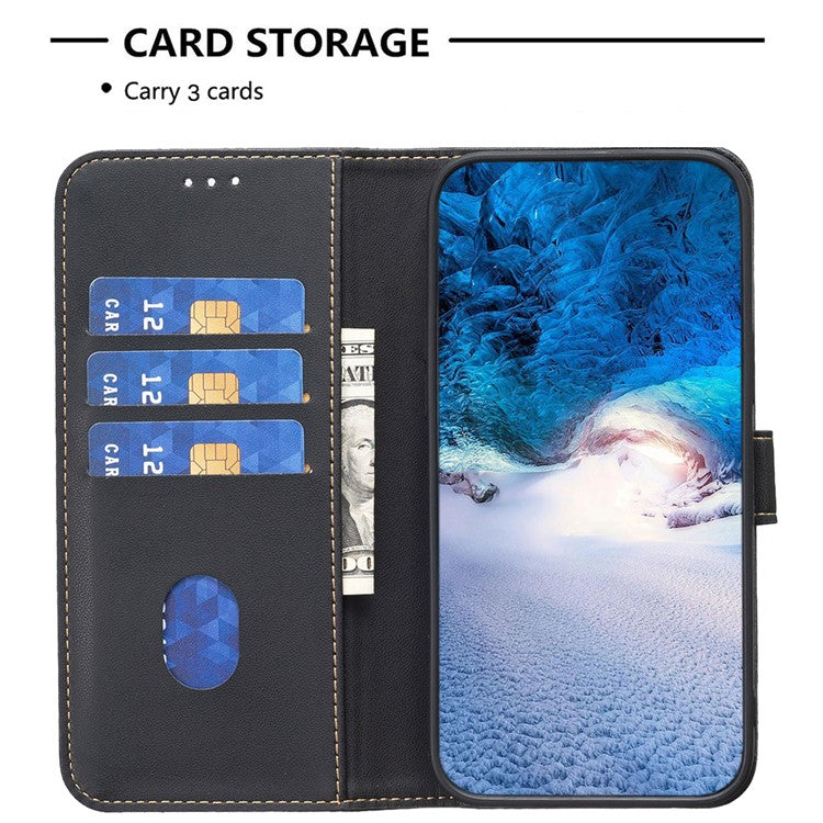 BINFEN COLOR BF17 For Motorola Edge 40 Neo 5G Phone Case PU Leather Wallet Cover - Black