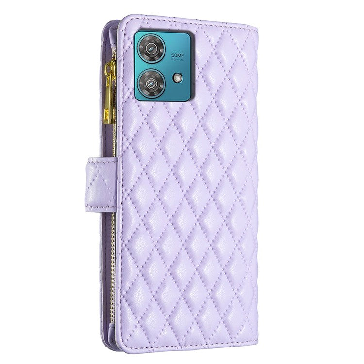 BINFEN COLOR BF Style-15 For Motorola Edge 40 Neo 5G Case Leather Wallet Phone Cover - Purple