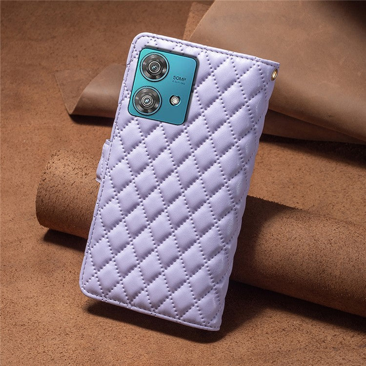 BINFEN COLOR BF Style-15 For Motorola Edge 40 Neo 5G Case Leather Wallet Phone Cover - Purple