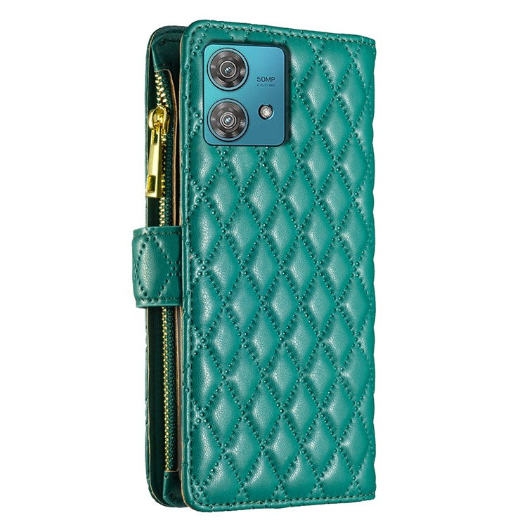 BINFEN COLOR BF Style-15 For Motorola Edge 40 Neo 5G Case Leather Wallet Phone Cover - Green