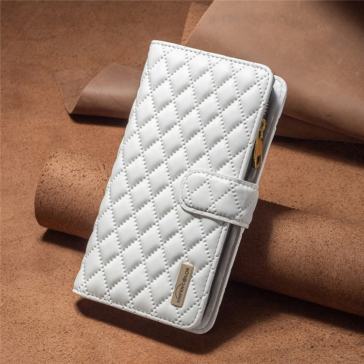 BINFEN COLOR BF Style-15 For Motorola Edge 40 Neo 5G Case Leather Wallet Phone Cover - White