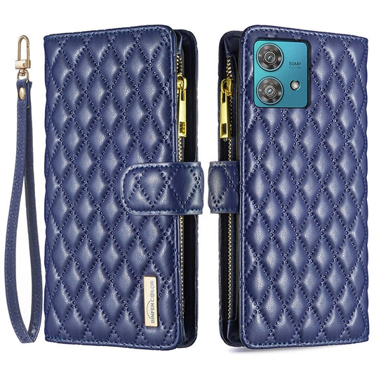 BINFEN COLOR BF Style-15 For Motorola Edge 40 Neo 5G Case Leather Wallet Phone Cover - Blue