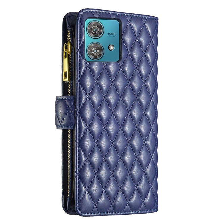 BINFEN COLOR BF Style-15 For Motorola Edge 40 Neo 5G Case Leather Wallet Phone Cover - Blue
