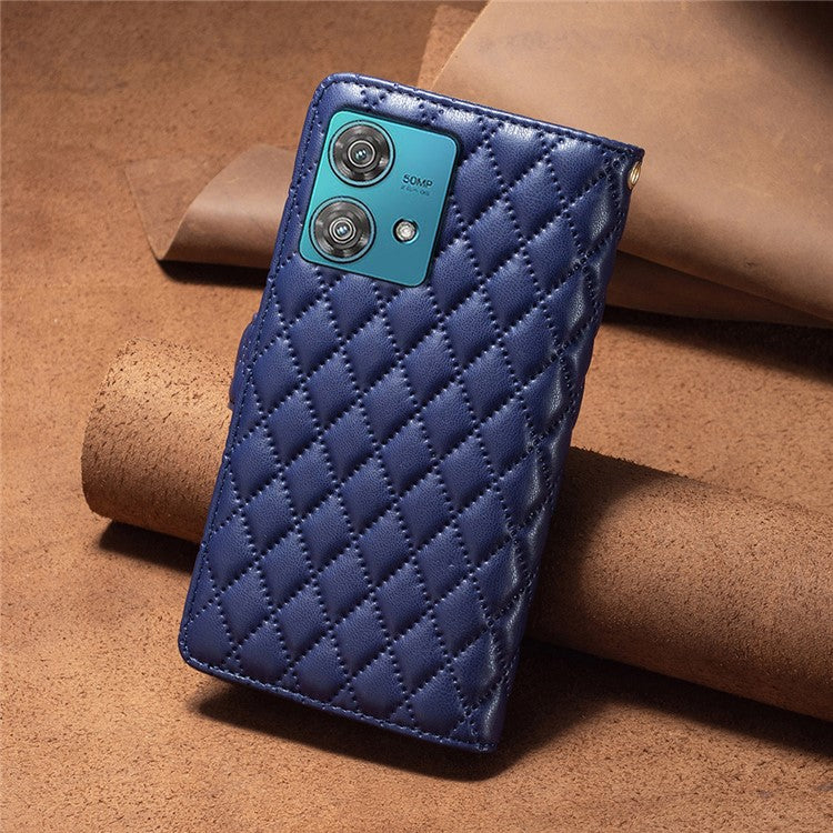 BINFEN COLOR BF Style-15 For Motorola Edge 40 Neo 5G Case Leather Wallet Phone Cover - Blue