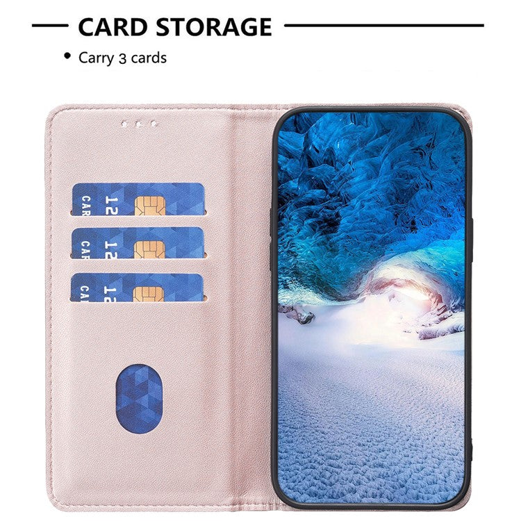 BINFEN COLOR BF18 For Motorola Edge 40 Neo 5G Case PU Leather Phone Cover with Card Slots - Rose Gold