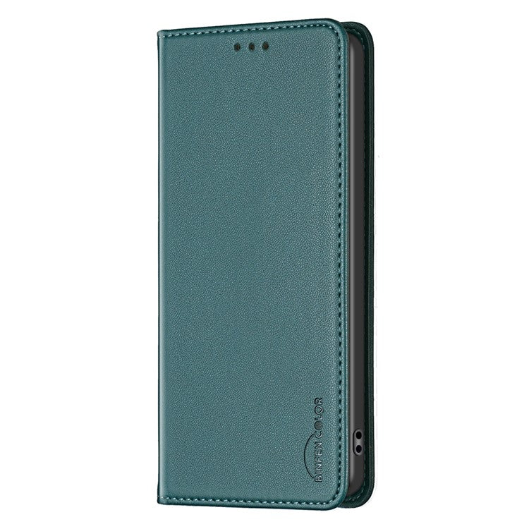 BINFEN COLOR BF18 For Motorola Edge 40 Neo 5G Case PU Leather Phone Cover with Card Slots - Green