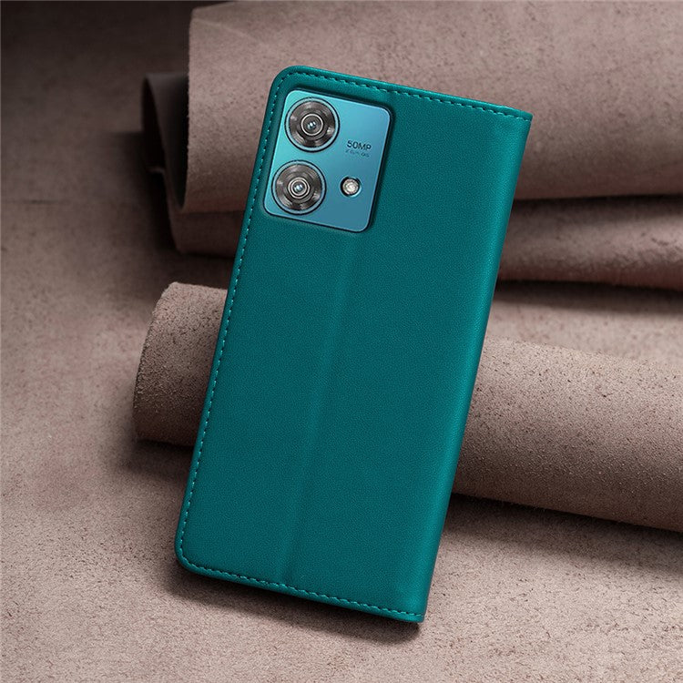 BINFEN COLOR BF18 For Motorola Edge 40 Neo 5G Case PU Leather Phone Cover with Card Slots - Green