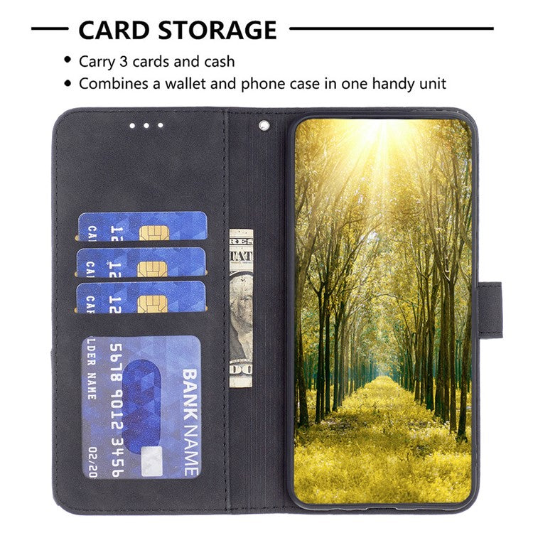 BINFEN COLOR For Motorola Edge 40 Neo 5G Phone Cases Wallet Stand Geometry Imprinted Leather Cover - Black