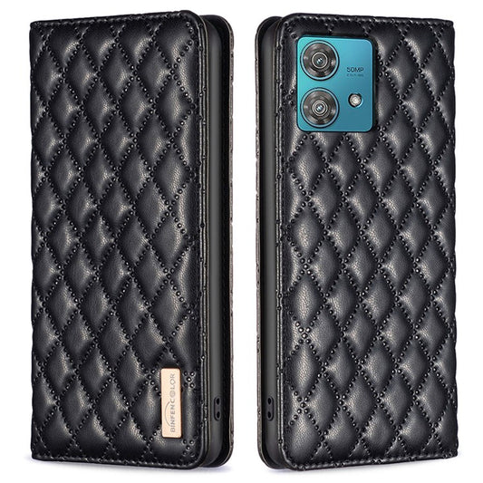 BINFEN COLOR BF Style-16 For Motorola Edge 40 Neo 5G Case Stand Card Holder Phone Cover - Black