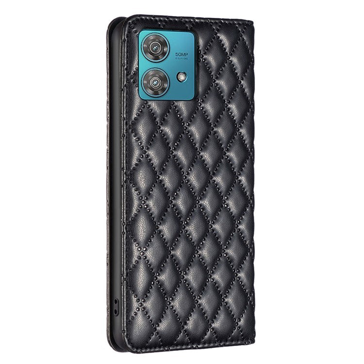 BINFEN COLOR BF Style-16 For Motorola Edge 40 Neo 5G Case Stand Card Holder Phone Cover - Black