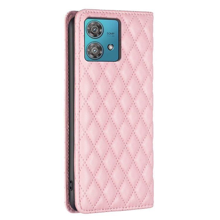 BINFEN COLOR BF Style-16 For Motorola Edge 40 Neo 5G Case Stand Card Holder Phone Cover - Pink