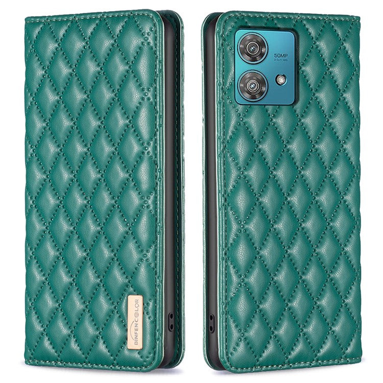 BINFEN COLOR BF Style-16 For Motorola Edge 40 Neo 5G Case Stand Card Holder Phone Cover - Green