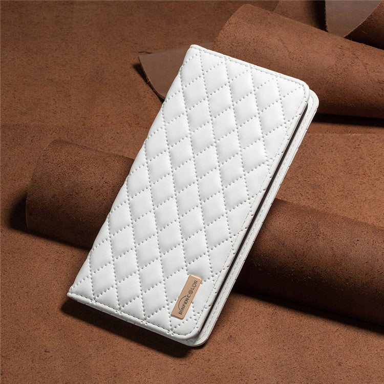BINFEN COLOR BF Style-16 For Motorola Edge 40 Neo 5G Case Stand Card Holder Phone Cover - White
