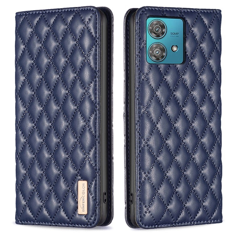 BINFEN COLOR BF Style-16 For Motorola Edge 40 Neo 5G Case Stand Card Holder Phone Cover - Blue