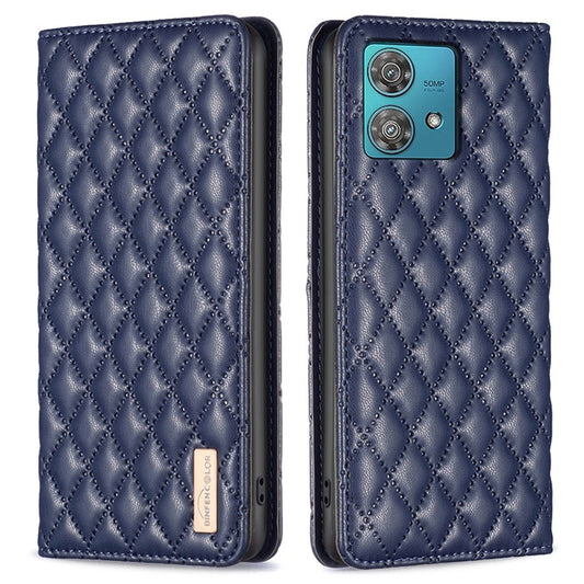 BINFEN COLOR BF Style-16 For Motorola Edge 40 Neo 5G Case Stand Card Holder Phone Cover - Blue