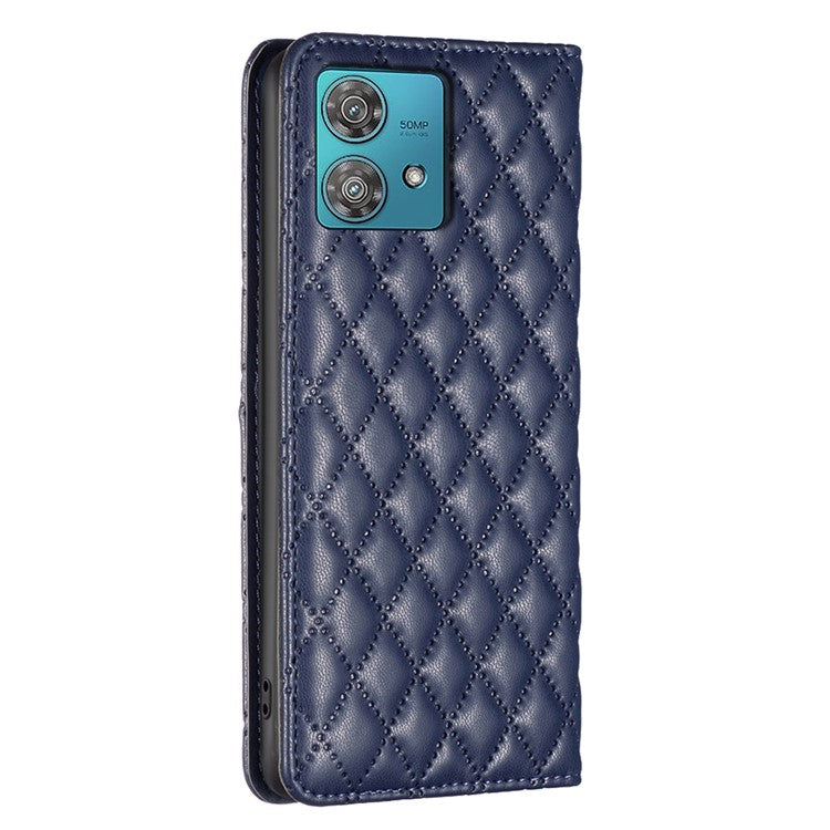 BINFEN COLOR BF Style-16 For Motorola Edge 40 Neo 5G Case Stand Card Holder Phone Cover - Blue