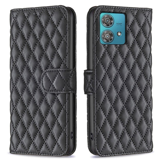 BINFEN COLOR BF Style-14 For Motorola Edge 40 Neo 5G Leather Case Wallet Phone Cover - Black