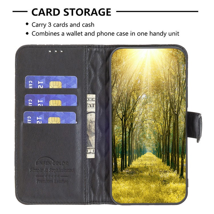 BINFEN COLOR BF Style-14 For Motorola Edge 40 Neo 5G Leather Case Wallet Phone Cover - Black