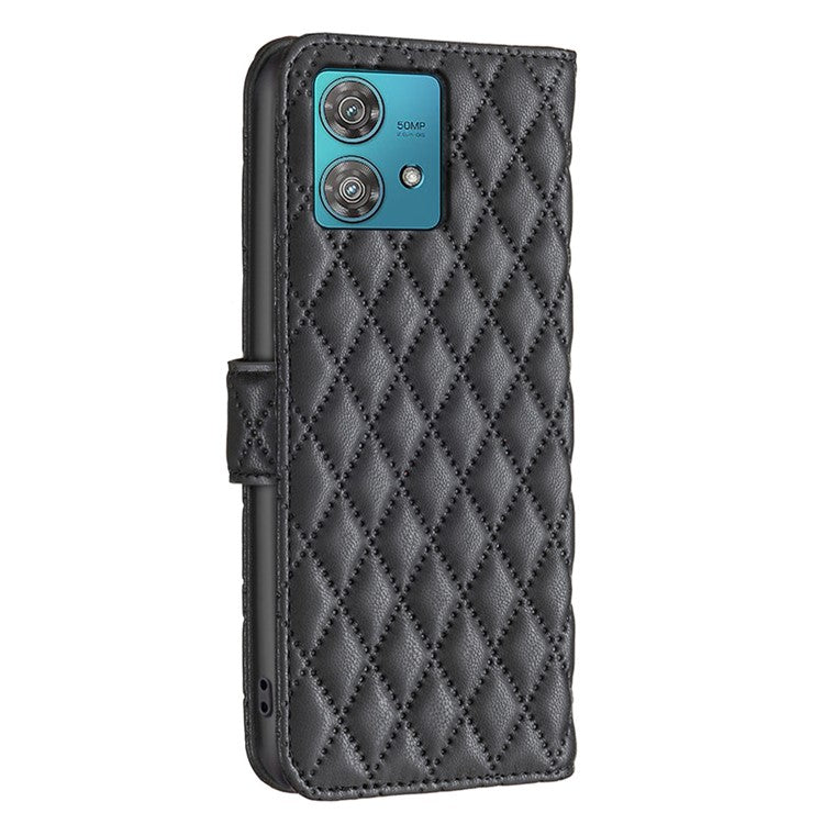 BINFEN COLOR BF Style-14 For Motorola Edge 40 Neo 5G Leather Case Wallet Phone Cover - Black