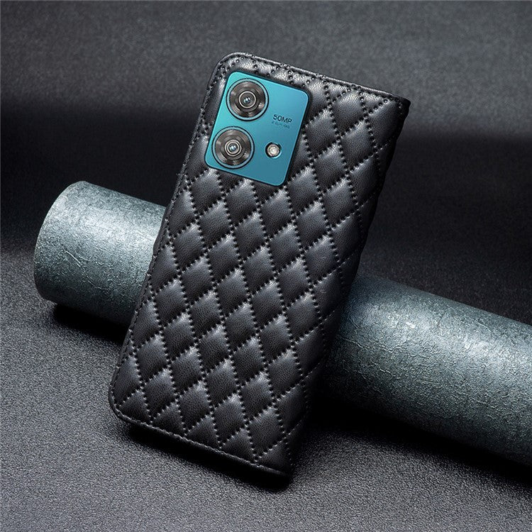 BINFEN COLOR BF Style-14 For Motorola Edge 40 Neo 5G Leather Case Wallet Phone Cover - Black