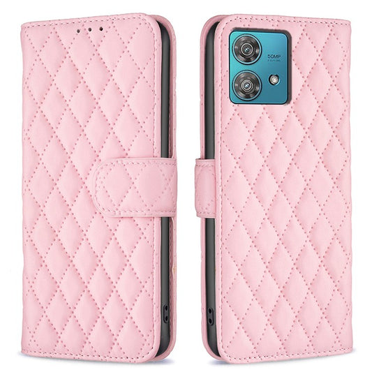 BINFEN COLOR BF Style-14 For Motorola Edge 40 Neo 5G Leather Case Wallet Phone Cover - Pink