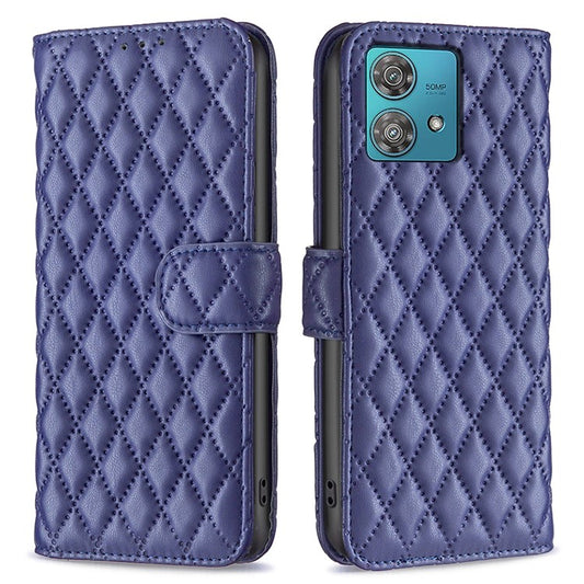 BINFEN COLOR BF Style-14 For Motorola Edge 40 Neo 5G Leather Case Wallet Phone Cover - Blue