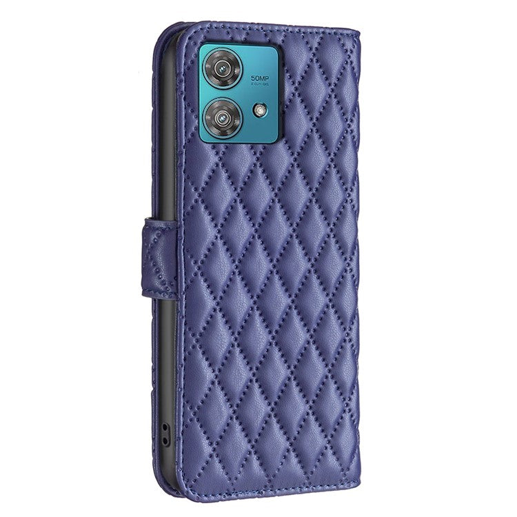BINFEN COLOR BF Style-14 For Motorola Edge 40 Neo 5G Leather Case Wallet Phone Cover - Blue