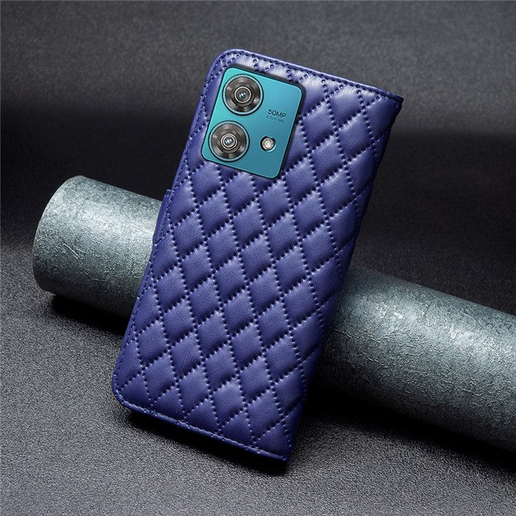 BINFEN COLOR BF Style-14 For Motorola Edge 40 Neo 5G Leather Case Wallet Phone Cover - Blue