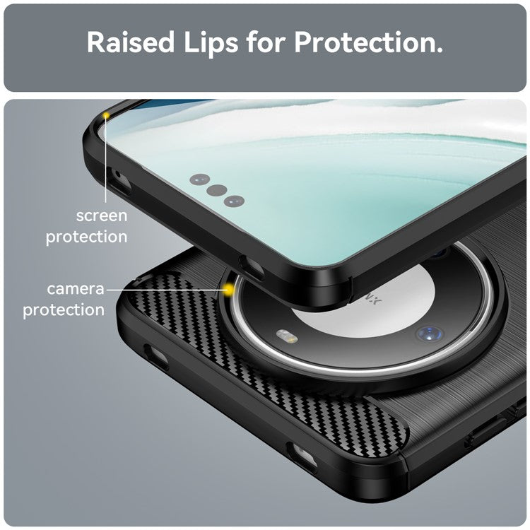 For Huawei Mate 60 Pro+ Case Flexible TPU Shell Carbon Fiber Texture Phone Cover - Black