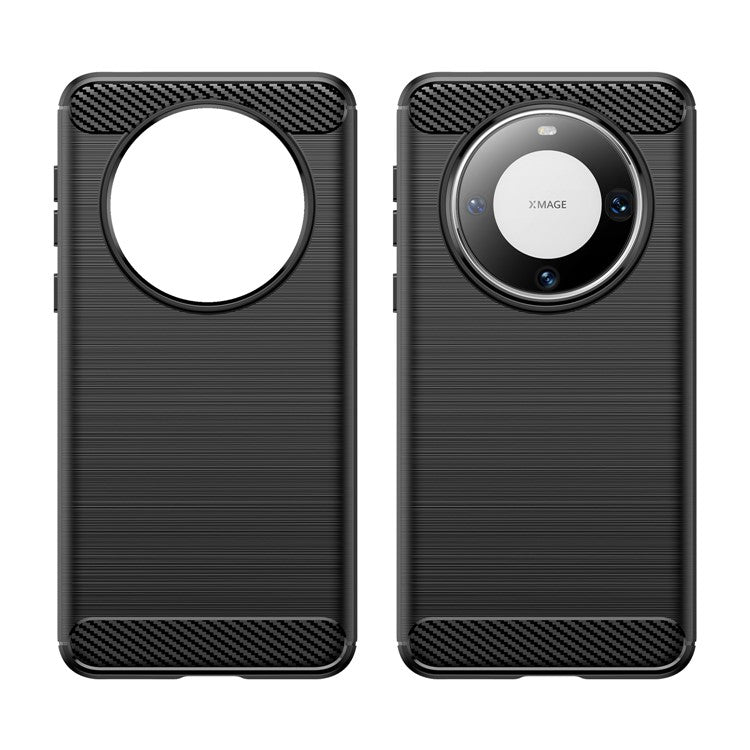 For Huawei Mate 60 Pro+ Case Flexible TPU Shell Carbon Fiber Texture Phone Cover - Black