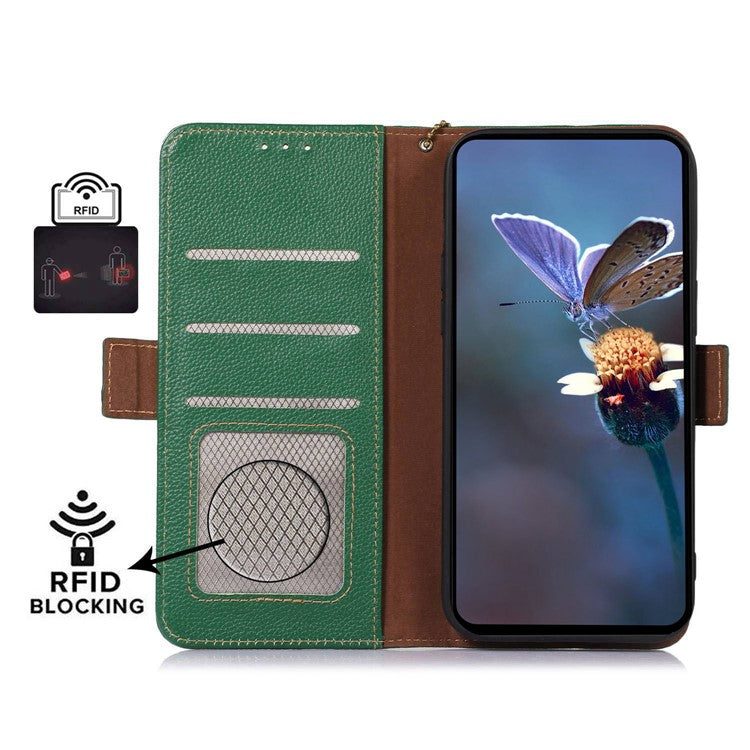 For Motorola Edge 40 Neo 5G Case Genuine Cow Leather Phone Wallet Cover - Green