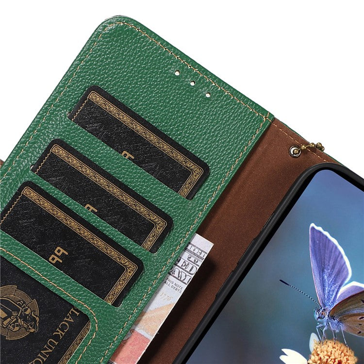 For Motorola Edge 40 Neo 5G Case Genuine Cow Leather Phone Wallet Cover - Green