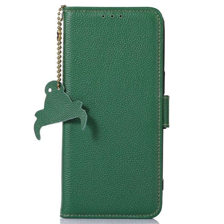 For Motorola Edge 40 Neo 5G Case Genuine Cow Leather Phone Wallet Cover - Green