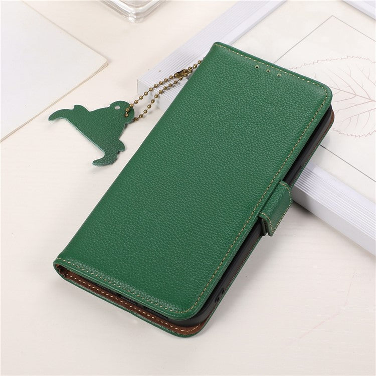 For Motorola Edge 40 Neo 5G Case Genuine Cow Leather Phone Wallet Cover - Green