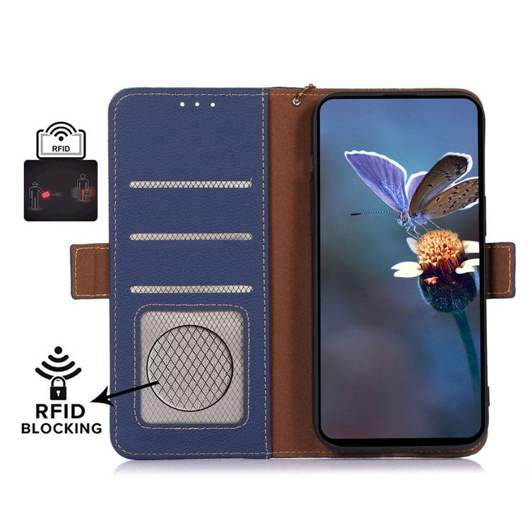 For Motorola Edge 40 Neo 5G Case Genuine Cow Leather Phone Wallet Cover - Sapphire