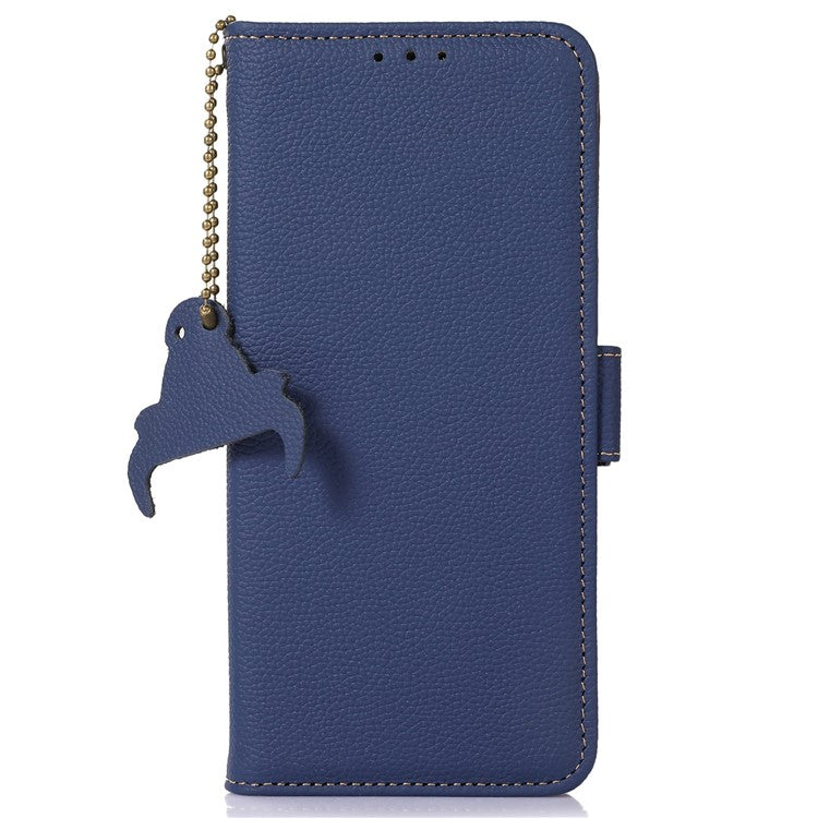 For Motorola Edge 40 Neo 5G Case Genuine Cow Leather Phone Wallet Cover - Sapphire
