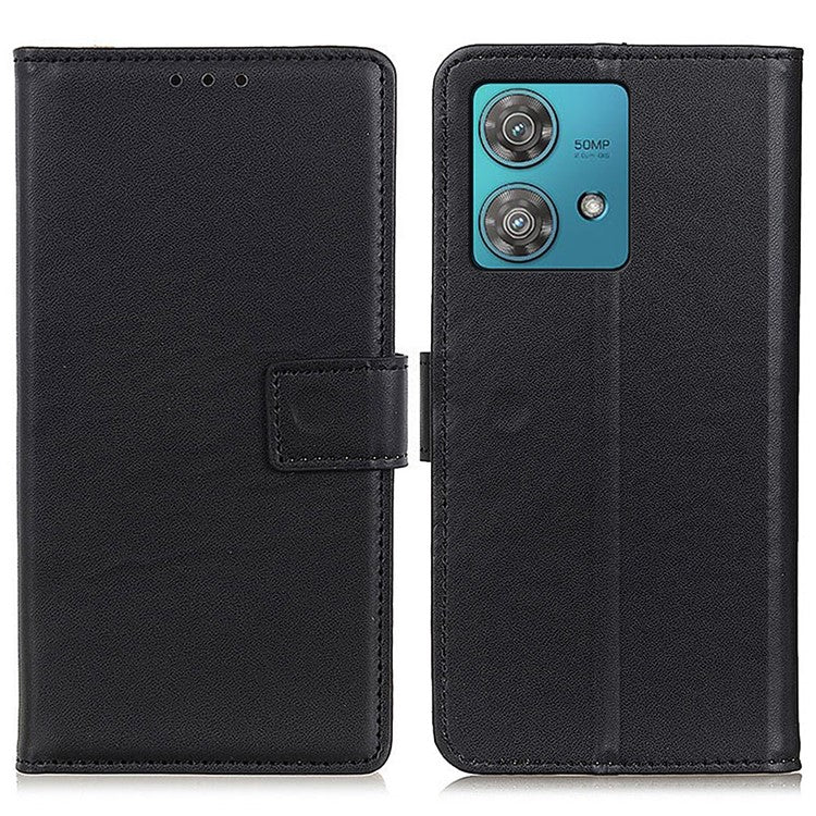 PU Leather Phone Cover for Motorola Edge 40 Neo 5G Case Protective Phone Stand Shell Wallet - Black
