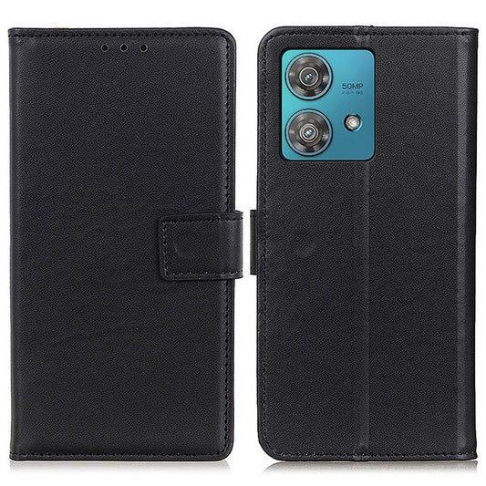 PU Leather Phone Cover for Motorola Edge 40 Neo 5G Case Protective Phone Stand Shell Wallet - Black