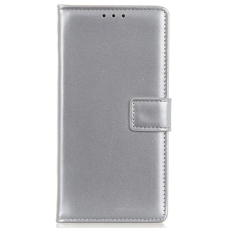 PU Leather Phone Cover for Motorola Edge 40 Neo 5G Case Protective Phone Stand Shell Wallet - Silver