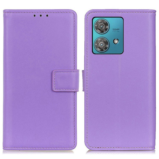 PU Leather Phone Cover for Motorola Edge 40 Neo 5G Case Protective Phone Stand Shell Wallet - Purple