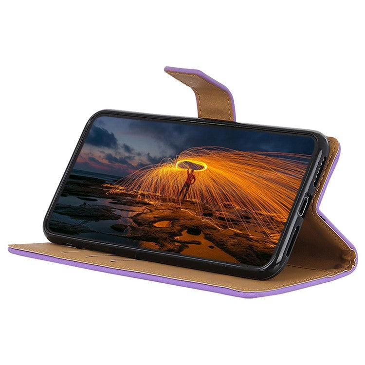 PU Leather Phone Cover for Motorola Edge 40 Neo 5G Case Protective Phone Stand Shell Wallet - Purple
