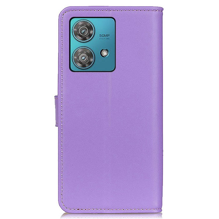 PU Leather Phone Cover for Motorola Edge 40 Neo 5G Case Protective Phone Stand Shell Wallet - Purple