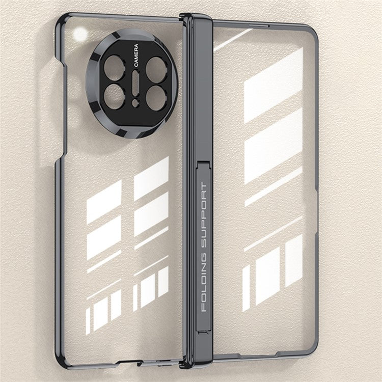 GKK For Huawei Mate X5 Clear Case Magnetic Hinge Kickstand PC Phone Cover with HD Tempered Glass Film - Black
