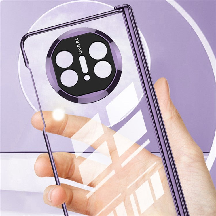 GKK For Huawei Mate X5 Clear Case Magnetic Hinge Kickstand PC Phone Cover with HD Tempered Glass Film - Black