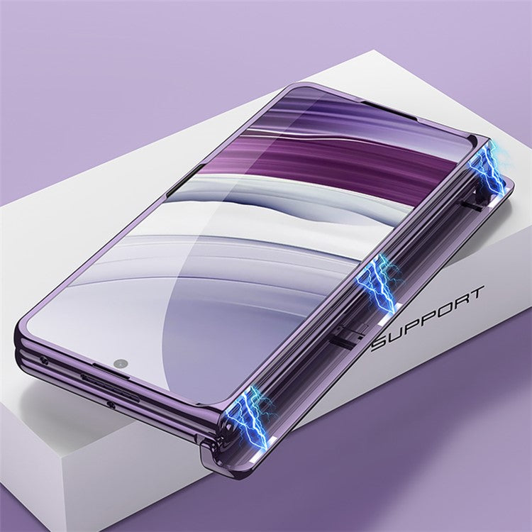 GKK For Huawei Mate X5 Clear Case Magnetic Hinge Kickstand PC Phone Cover with HD Tempered Glass Film - Black