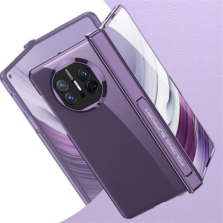 GKK For Huawei Mate X5 Clear Case Magnetic Hinge Kickstand PC Phone Cover with HD Tempered Glass Film - Black