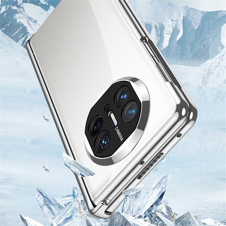 GKK For Huawei Mate X5 Clear Case Magnetic Hinge Kickstand PC Phone Cover with HD Tempered Glass Film - Black