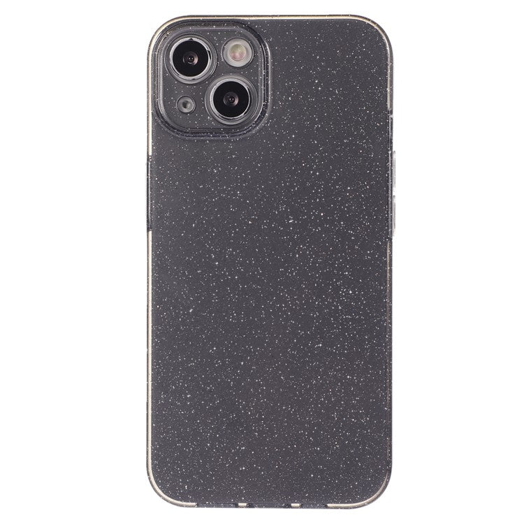 For iPhone 14 Plus Case Glittery Powder Jelly TPU Anti-drop Phone Back Cover - Dark Grey