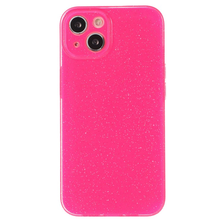 For iPhone 14 Plus Case Glittery Powder Jelly TPU Anti-drop Phone Back Cover - Rose