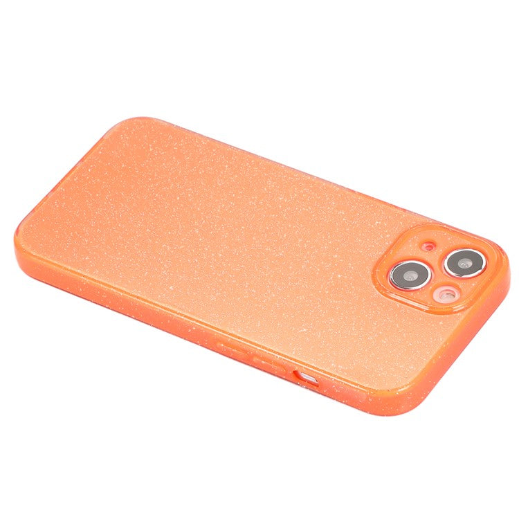 For iPhone 14 Case Glitter Powder Soft TPU Shockproof Jelly Phone Cover - Orange